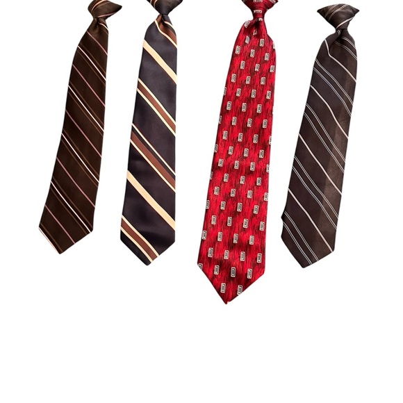 Source Unknown Other - 4 vintage clip on Stylish Assorted Ties Set